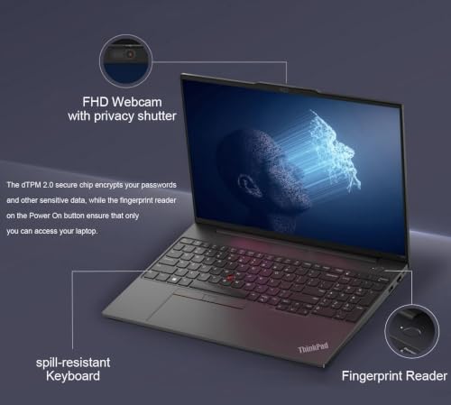 Image of Lenovo ThinkPad E16, 16 inch Touchscreen, AMD Ryzen 5 7530U, 40GB RAM, 2TB SSD | Business Laptop, FHD+ IPS Anti-Glare, > Ultra 5 125U, Rapid Charge, Numeric Keypad, Ethernet, Win 11 Pro w / Copilot