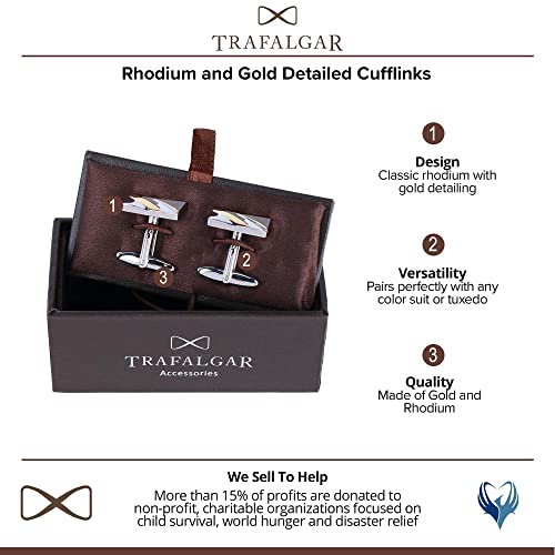 Trafalgar Men's Rhodium and Gold Detailed Cufflinks2