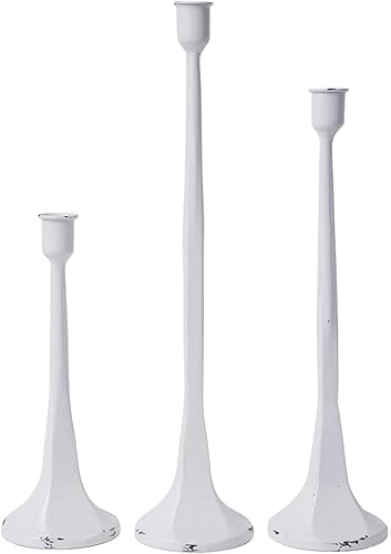 SEINHIJO Juego de 3 portavelas cónico de hierro, soporte decorativo para velas alto, portavelas para bodas, mesas de comedor, decoración de fiestas