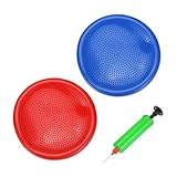 PATIKIL 2 Stück Aufgeblasenes Wackelkissen Sitz 13,2, Flexibler Balance Disc mit Handpumpe für Core-Stabilitätsübungen zur Verbesserung der Fitness und Haltung, Rot/Blau