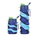 Składana butelka z wodą silikonową sportową butelkę z wodą BPA- Bezpłatny kemping z pokrywkami do biwakowania na świeżym powietrzu 500 ml (Color : Blue)