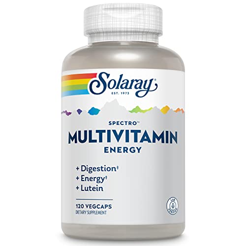 Image of SOLARAY Spectro Energy Multivitamin for Women and Men - Cellular Energy, Digestion, Eye Health and Immune Support - w /Vitamin A, Vitamin B Complex, CoQ10, Iron, Enzymes, Lutein - 30 Serv, 120 VegCaps