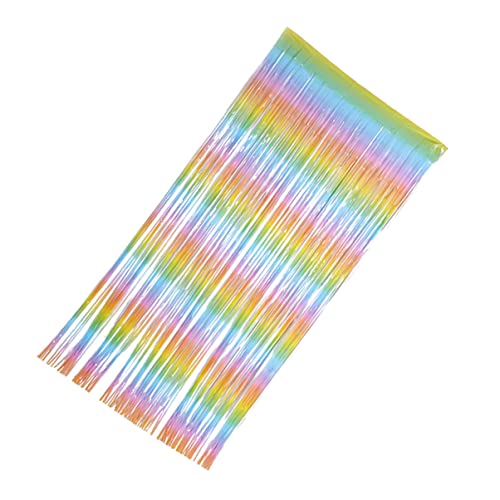 Ciieeo 1Pc Colorful Gradient Silk Curtain Tinsel Door Window Decoration Beautiful Photo Prop for Parties Weddings Events Shiny Rain Tassel Design
