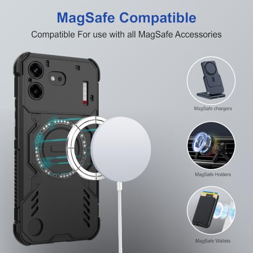 Image of Zapcase Back Case Cover for Nothing Phone (4b) | Magnetic Case with Built-in Metal Ring | Supports MagSafe Charger, Wallet & Car Mount | Shockproof Hybrid PC + TPU | Black
