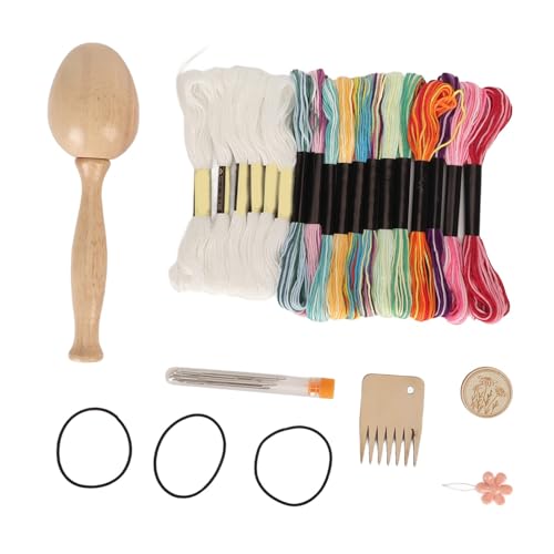 Beufee Needle and Thread Kit, Darning Egg for Socks Mending Kit Darning Kit Wooden Darning Egg Wooden Darning Supplies Kit with Large Eye Needles