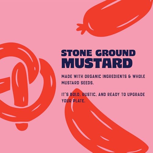 Image of Organicville Stone Ground Mustard - Organic Mustard, 0g Added Sugar, Mustard Stone Ground Organic, Vegan, Gluten Free, USDA Organic, Non-GMO, Whole 30, Paleo, Keto-Friendly - 12 Oz