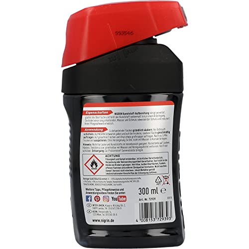 NIGRIN Kunststoff-Aufbereitung Color, für unlackierte Kunststoff-Außenteile, schwarz, 300 ml