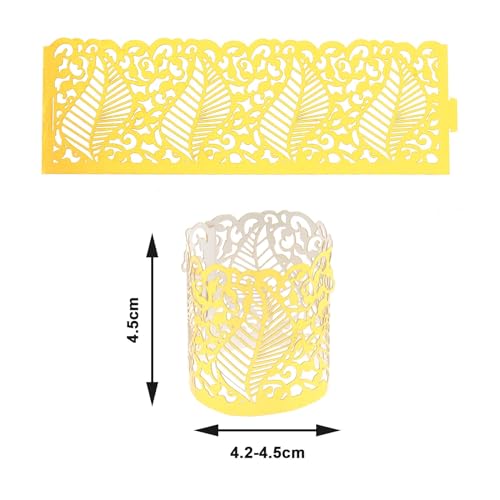 Image of Create idea 50Pcs Laser Hollow Paper Lampshade LED Electronic Candle Lights Around Paper Lace for Votive Centerpieces Wedding Birthday Party Baby Shower Golden
