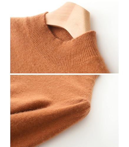 100% Merino Wool Sweater Dress Women's Mock Neck Lantern Sleeve Pullover Autumn Winter Knitted Long Dress4