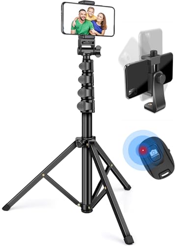 Alimu 70\" Phone Tripod & Selfie Stick, Extendable Cell Phone Tripod Stand with Wireless Remote and Phone Holder for Video Recording Filming, Compatible with iPhone Android Cellphone, Camera