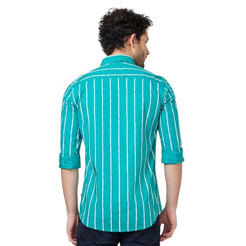 Image of Spykar Men's Regular Fit N /A Full Sleeve Striped Casual Shirts