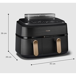 Philips Steam Airfryer Dual Basket 5000 Series Friteuse à air chaud et cuiseur vapeur en un seul appareil, 9 l, 2 paniers, technologie RapidAir Plus, 19 fonctions de cuisson, 90% de graisse en moins