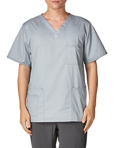 Image of Cherokee Scrubs for Men & Women V-Neck Scrub Top with 4 Pockets, Cotton Blend Soft Stretchy Easy Care Nursing Uniform - 4725