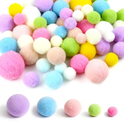 Petits Pompom Pastel pour Loisir Creatif Environ 260 Pièces, 1 à 3 cm Mini Ponpon Multicolore...