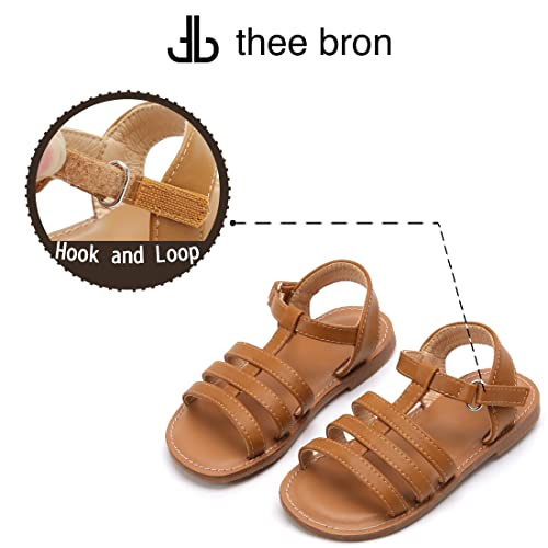 Image of THEE BRON Girls Brown Comfort Sandals Kids Shoes Sandals Filles Sandales(AA352,Brown /6M)