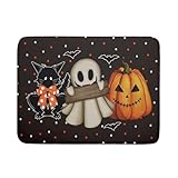 Giwawa 18'x24' Halloween Dish Drying Mat Spooky Pumpkin Ghost Black Cat Bats Kitchen Drainer Mats Holiday Gothic Reversible Microfiber Dish Drying Pad Large Size for Countertop Tabletop Decor