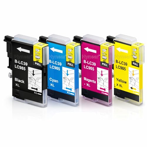 Image of Compatible Ink Cartridges for Brother LC39 /LC985, (CMYK) XL, 4-Pack Black - 30ml, / Cyan - 20.5ml XL, / Magenta - 20.5ml, / Yellow - 20.5ml Use for DCPJ125, DCPJ315W, DCPJ515W Printers
