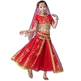 Générique Déguisement Bollywood Enfant, Costume Danse Orientale, Robe Indienne Sari Carnaval Fille