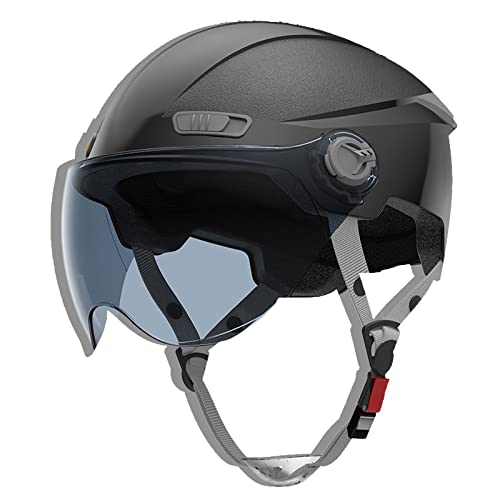 Ever TA Cascos de Motocicleta para Hombres y Mujeres, Retro Casco Jet de Motocicleta con Visera ECE Homologado Casco de Cara Abierta Vintage para Scooters/Cruceros(54-62cm) (Color : P)