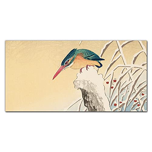 Tableau en verre 100x50cm oiseau : décoration murale pour salon