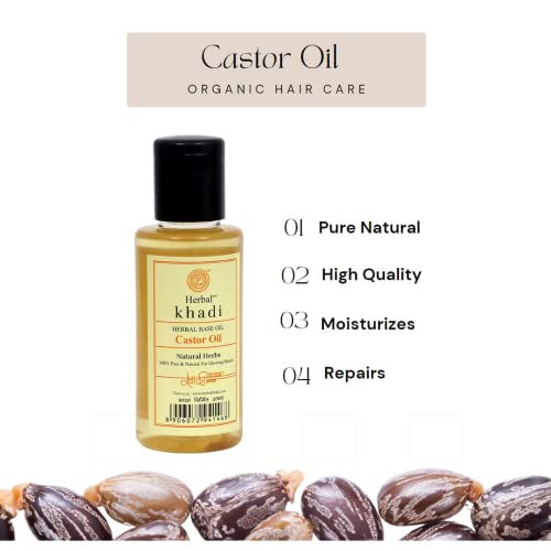 Image of Khadi Herbal Herbigiri Herbal Castor Oil For Skin And Hair,100Ml || 100% Pure&Natural For Shining Hair And Glowing Beauty || Pack Of 3(300Ml)