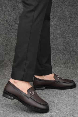 Image of VELTRIX Men's Premium Patent Leather Finish Formal Loafers | Horsebit Buckle Slip-On Shoes | Comfortable Office, Party, Wedding & Business Dress Shoes Aldo Plain Softy