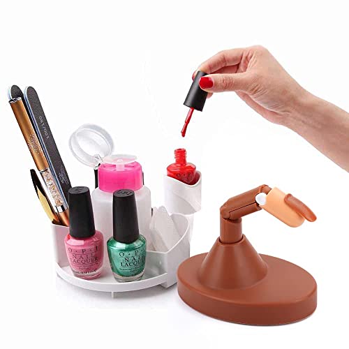 Pinkiou Nagelübungsfinger für Acrylnägel, stabile Hand für Anfänger, 3 verstellbare künstliche Mannequin-Finger mit Acryl-Fingerbasis und 100 austauschbaren Nagelspitzen