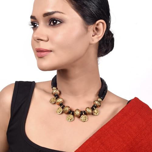 Image of AAKRITI ART CREATIONS Royal Empress Handcrafted Tribal Dhokra Necklace & Choker Collection | Queen-Inspired Artisan Brass Statement Jewelry | Ethnic, Regal & Elegant Necklaces for Women