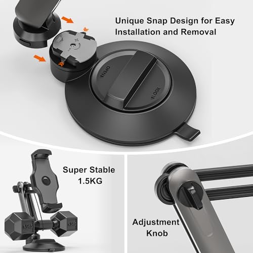 Tendak Soporte Tablet Ventosa, Rotación de 360 Grados Soporte iPad Salpicadero, Soportes Tablet de Pared para iPad/iPad Mini iPhone, Smartphones y Tablets 4,7-12,9" para Coche, Vidrio, Escritorio - imagen 5