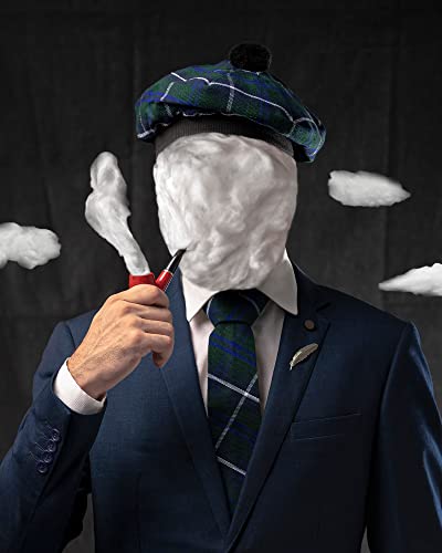 Image of Scottish Tam O' Shanter Hat Tartan Bonnet Pom Pom Wool Flat Cap One Size