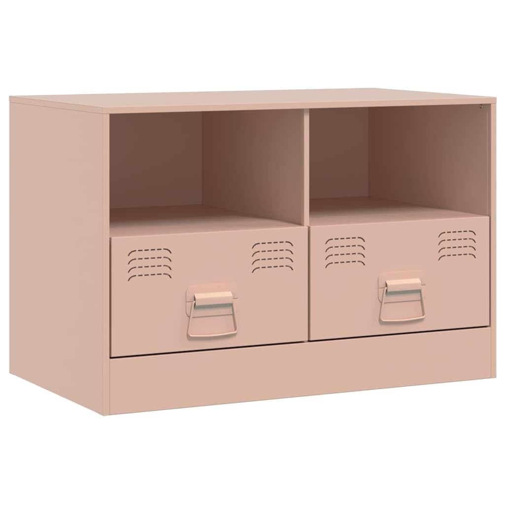 Hothingwell TV-Möbel, Rosa, 67 x 39 x 44 cm, Stahl, Kaltlaminat | Zeitschriftenablage und Fernbedienungen, 2 Griffe, einfache Reinigung mit feuchtem Tuch