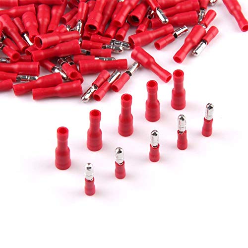 Rpi shop - Fully Insulated Male Female Bullet Wire Connector, Electrical Crimp Terminals, (MPD 1-156, FRD 1-156) Each 50 Pcs Each Pack of 100 Pcs (Red)-image-25