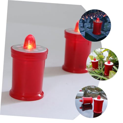 Velas LED rojas a pilas para cementerio e iglesia | Pack de 2 luces cálidas 3