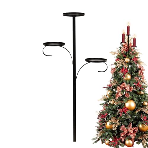Triple Tree Topper | Candelabra Christmas Tree Topper 3 Tier Candle Holder | Light Up Christmas Tree Top Candles Holders | Metal Candle Tree Topper for Christmas Tree