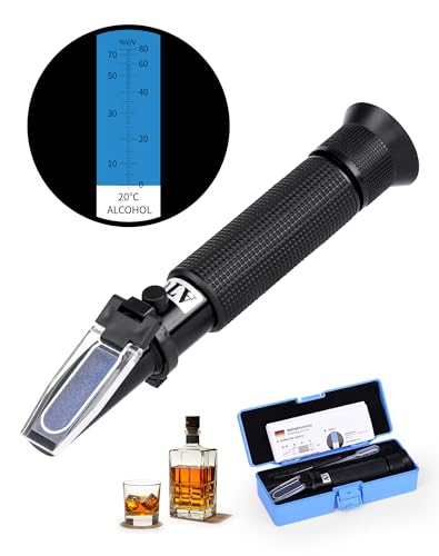 NETONDA Alcoholímetro 0-80% v/v Alcoholímetro para alcoholímetro de alto contenido alcohólico Medidor de alcohol para bebidas alcohólicas destiladas y etanol con agua, whisky brandy vodka ginebra