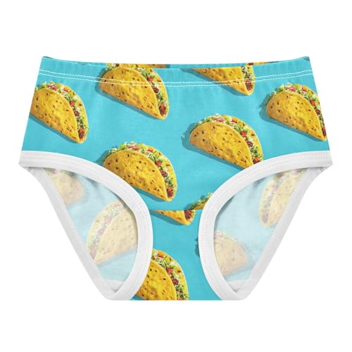 Wusikd Cute Tacos Blue Girls' Underwear Cotton Yellow Girls Briefs Soft Toddler Underwear 2T