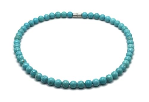 Turquoise Necklace for Men and Women | Genuine Gemstone Turquoise Jewelry for Protection and Healing | Blue Crystal Fashion Accessory | 8mm 16 inches
