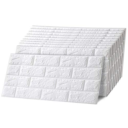 Trintion 10 Stück 60 x 30 x 0.8 cm 3D Wandpaneele Selbstklebend Ziegel Tapete Steinoptik Wandaufkleber Wasserdicht Wandtapete für Küche Schlafzimmer Badezimmer Wohnzimmer