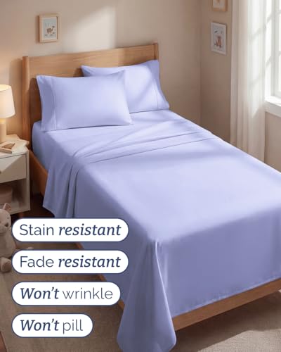 Image of Twin 4 Piece Bed Sheet Set - Comfy, Breathable & Cooling Sheets - Lavender | Ultra Soft Hotel Luxury Bedding Set with 8-16 Inch Deep Pockets, 1 Flat & 1 Fitted Sheet & 2 Pillowcases, Wrinkle & Fade Free