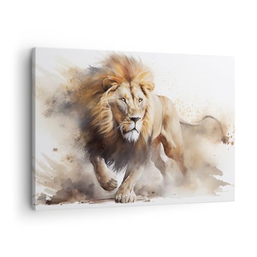 Tableau Lion Brillant pour Murs Vides Deco Cadre Toile 70x50cm Salon