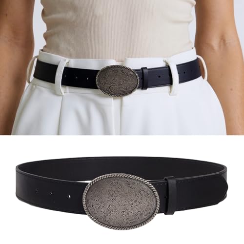 Floral Engraved Faux Leather Belt Closure Design Adjustable Fit For Men Women Fashion Trendy Engraved Belt Closure Unisex2