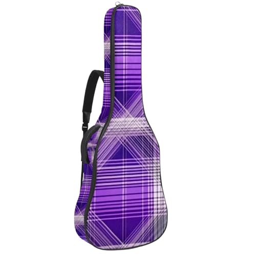 Housse de guitare acoustique 104 cm imperméable et rembourrée avec motif damier rétro