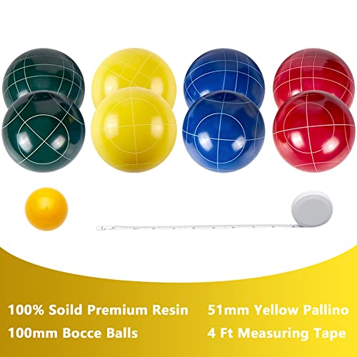 Aivalas Bocce Ball Set, 100Mm Bocci Ball Set With 8 Resin Balls, Pallino, Measuring Tape, Carrying Bag, Bocce Balls Game For Outdoor Yard Backyard Lawn Beach(2-8 Players) #TOP1