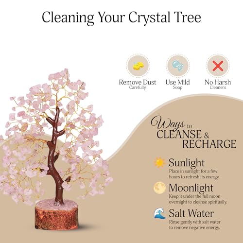 image for YATSKIA Rose Quartz Tree - Quartz Crystal Tree for Positive Energy - B