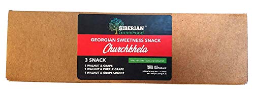 Churchkhela - Georgian Sweetness Fruit Bar Snack, 3 items, All Natural, Premium Quality 240gr/8.46oz vacuum pack by Siberian Green Food