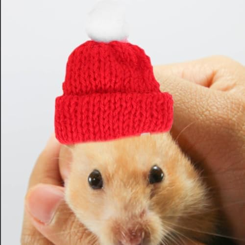 4pcs Small Animal Christmas Hat Adjustable Knitted Pet Cap with Strap - 5