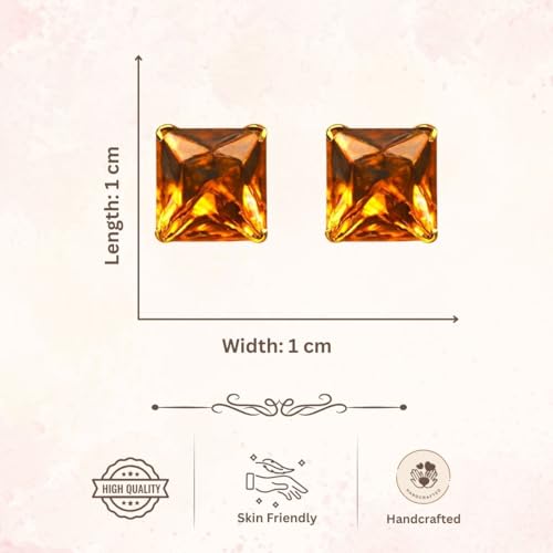 Image of ACCESSHER Gold-Tone Square Contemporary Stud Earrings | Fashion Jewellery, Valentine Gift for Girlfriend | Trendy Earrings for Women and Girls