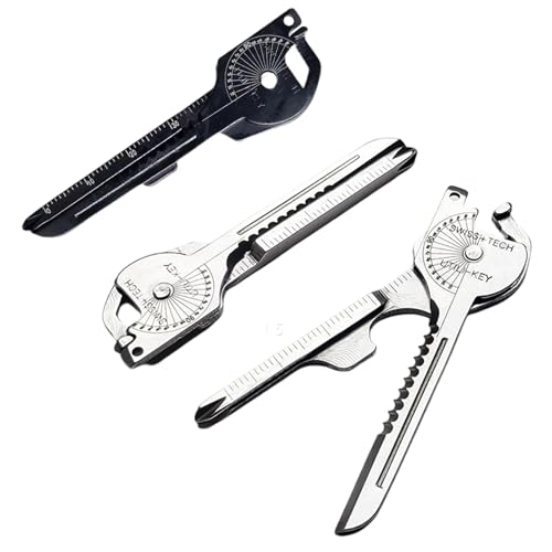 2PCS Schlüsselmesser 8 in 1,Selbstverteidigung,Multitool Schlüsselanhänger Taschenmesser Schlüsselanhänger Edelstahl Multi-Tool-Set für Draußen(Schwarz + Silber)