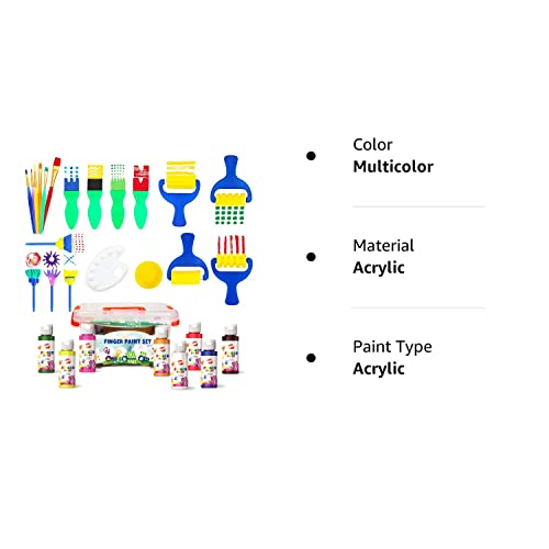 Early Learning Kids Paint Set Washable Finger Paint With Assorted Painting Brushes Sponges Portable Case For Kids Toddlers Drawing Gifts Age 3+ #TOP6