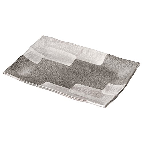 山下工芸 長皿 白 27.5×18.5×3cm グレー刷毛目9号長角皿 14067110